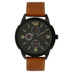 Titan Black Round Dial Leather Strap Multifunction Watches For Men NH1585NL01 - Bharat Time Style