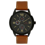 Titan Black Round Dial Leather Strap Multifunction Watches For Men NH1585NL01 - Bharat Time Style