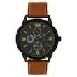 Titan Black Round Dial Leather Strap Multifunction Watches For Men NH1585NL01 - Bharat Time Style