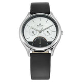 Titan Multifunction Silver Round Dial Leather Strap Watch for Men-1803SL01 - Bharat Time Style