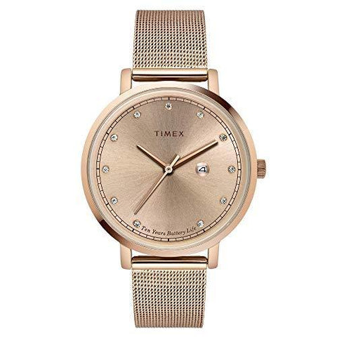 Timex Long Last-Ten Year Battery Life Analog Rose Gold Dial Women's Watch-TWEL12902 - Bharat Time Style