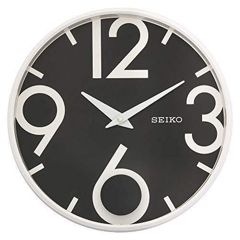 Seiko Black Dial White Round Wall Clock - QXC239WN - Bharat Time Style