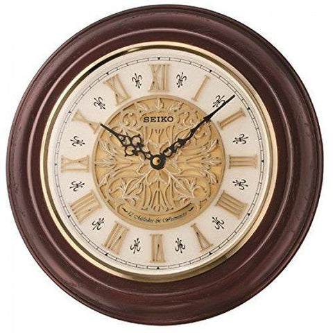 Seiko Wall Clock (32 cm x 32 cm x 5.8 cm, Brown, QXM342BN) - Bharat Time Style