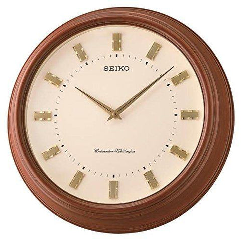 Seiko Plastic Wall Clock (37 cm x 37 cm x 7 cm, Brown, QXD214Z) - Bharat Time Style