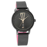 Fastrack x Ananya Panday - Ruffles Black Dial Leather Strap Watch - 6206NL02 - Bharat Time Style