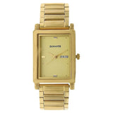 Sonata Analog with Day and Date Rectangle Champagne Dial Golden Stainless Steel Strap Watch For Men-NM7058YM05 - Bharat Time Style