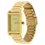 Sonata Analog with Day and Date Rectangle Champagne Dial Golden Stainless Steel Strap Watch For Men-NM7058YM05 - Bharat Time Style