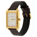 Sonata Analog with Day and Date Rectangle White Dial Brown Leather Strap Watch For Men-NM7078YL03 - Bharat Time Style