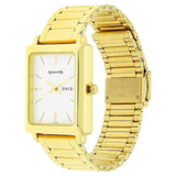 Sonata Analog with Day and Date Rectangle White Dial Golden Stainless Steel Strap Watch For Men-NM7078YM03 - Bharat Time Style