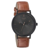 Sonata Analog with Date Round Black Dial Brown Leather Strap Watch For Men-NM7131NL02 - Bharat Time Style