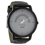 Sonata Analog with Day and Date Round Grey Dial Grey Leather Strap Watch For Men-NM77031NL02 - Bharat Time Style