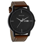 Sonata Analog with Day and Date Round Anthracite Dial Brown Leather Strap Watch For Men-NN77031NL04 - Bharat Time Style