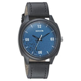 Sonata Analog Round Blue Dial Black Leather Strap Watch For Men-77086PL04 - Bharat Time Style