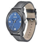 Sonata Analog Round Blue Dial Black Leather Strap Watch For Men-77086PL04 - Bharat Time Style