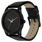 Sonata Analog with Date Round Anthracite Dial Black Leather Strap Watch For Men-NM7924NL02 - Bharat Time Style