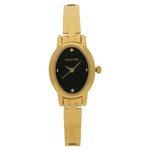 Sonata Analog Oval Black Dial Golden Stainless Steel Strap Watch For Women-NN8100YM03 - Bharat Time Style