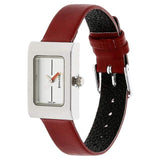 Sonata Analog Rectangle Silver Dial Red Leather Strap Watch For Women-NL8102SL03 - Bharat Time Style