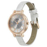 Sonata Analog Round Silver Dial White Leather Strap Watch For Women-8141WL01 - Bharat Time Style