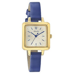 Sonata Analog Square Champagne Dial Blue Leather Strap Watch For Women-8152YL01 - Bharat Time Style