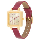 Sonata Analog Square Champagne Dial Red Leather Strap Watch For Women-8152YL02 - Bharat Time Style