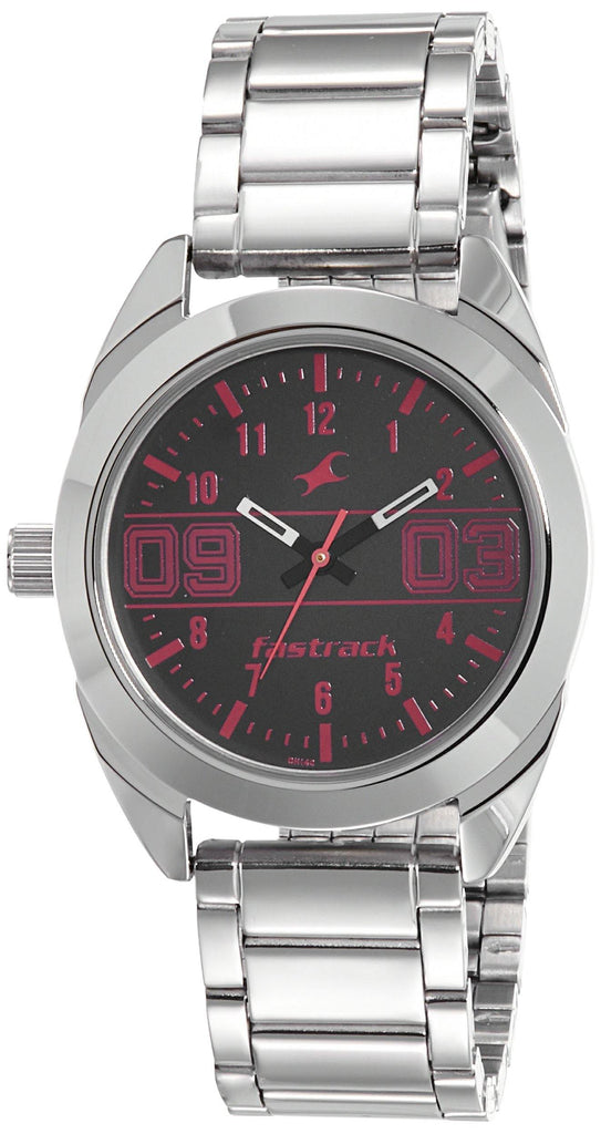 Buy Online Fastrack Varsity Quartz Analog Black Dial Stainless Steel Strap  Watch for Guys - nm3175sm02 | Titan