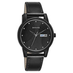 Black Dial Leather Strap Watch | Sonata - 87031PL02W - Bharat Time Style