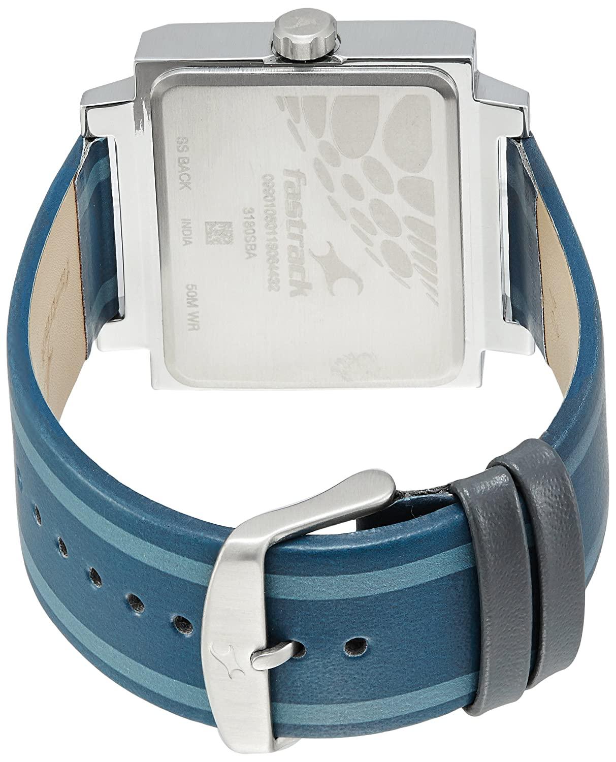 Fastrack Watch Women Silver Tone Square Blue White Leather Band New Battery  | eBay