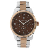 Titan Brown Round Dial Metal Strap Analog Watches For Men NH9493KM01J - Bharat Time Style