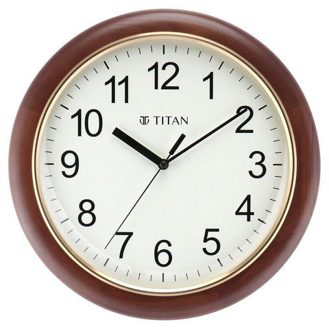 Titan Classic White Dial Brown Color Silent Sweep Technology - 31.5 cm x 31.5 cm -(W0053WA01) - Bharat Time Style