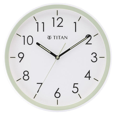 Titan Contemporary White Dial Green Color Lume Filled Hands Technology - 32.5 cm x 32.5 cm (W0055PA01) - Bharat Time Style