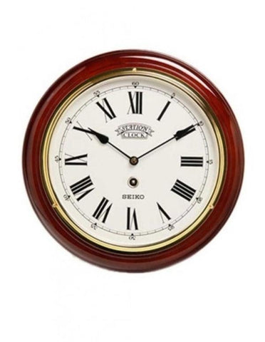 Seiko Wooden Wall Clock (31.4 cm x 31.4 cm x 4.4 cm, Brown) - QXA143BN - Bharat Time Style